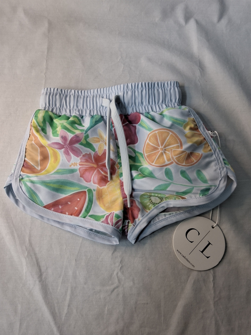 Caden Lane Light Blue Tropical Fruit‎ Swim Trunks